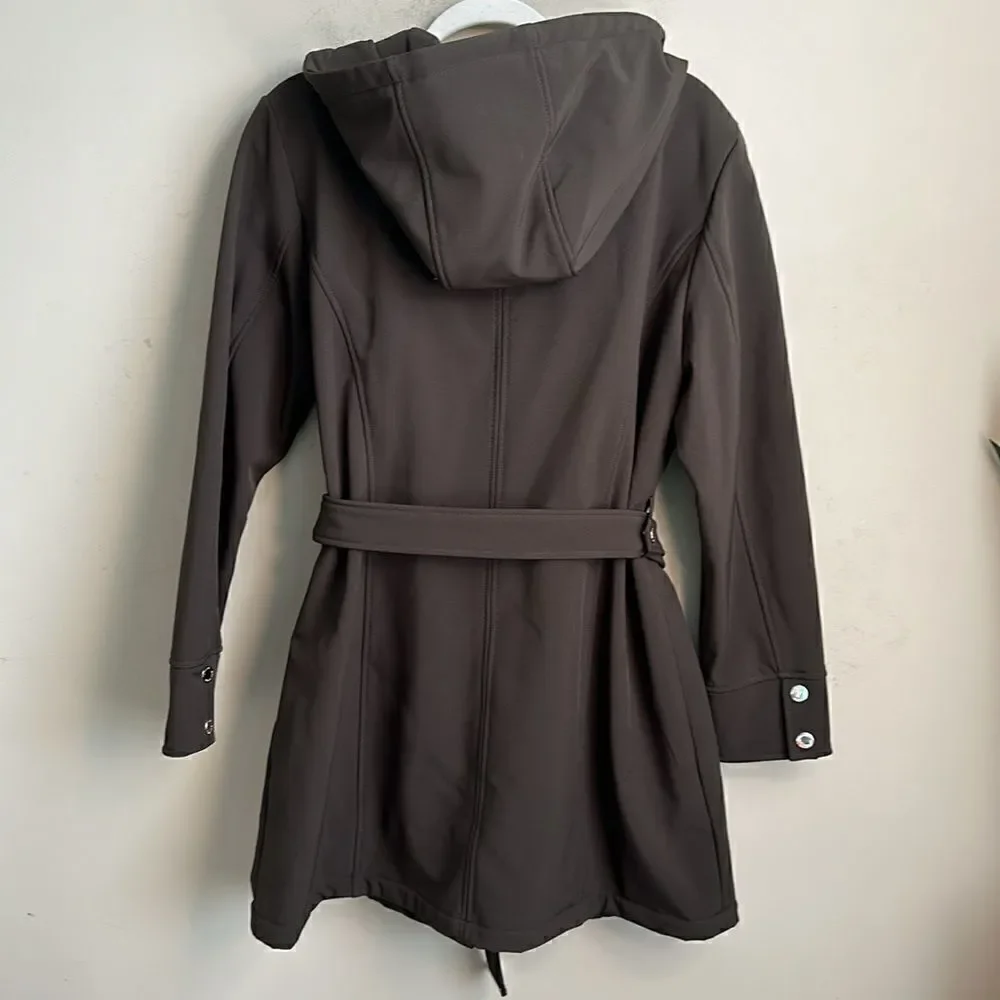 MICHAEL KORS Brown Water Repellent Hooded Coat L